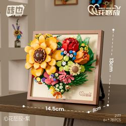 WEILE CREATION 2177 HOA KHÔNG NGỦ IV TRÁI TIM ĐANG NỞ RỘ. bộ đồ chơi xếp lắp ráp ghép mô hình Arts & Crafts ETERNAL FLOWER 781 khối