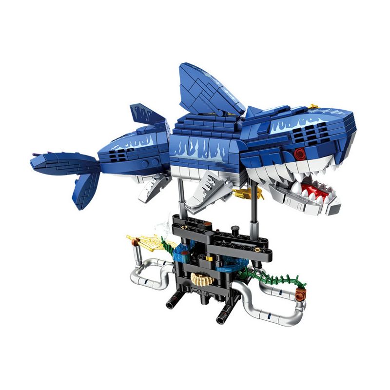 GAOMISI T2105 2105 ĐỘNG VẬT CƠ KHÍ CÁ MẬP CYBORG bộ đồ chơi xếp lắp ráp ghép mô hình MECHANICAL SHARK 734 khối