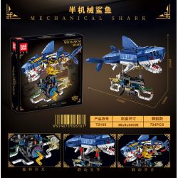 GAOMISI T2105 2105 ĐỘNG VẬT CƠ KHÍ CÁ MẬP CYBORG bộ đồ chơi xếp lắp ráp ghép mô hình MECHANICAL SHARK 734 khối