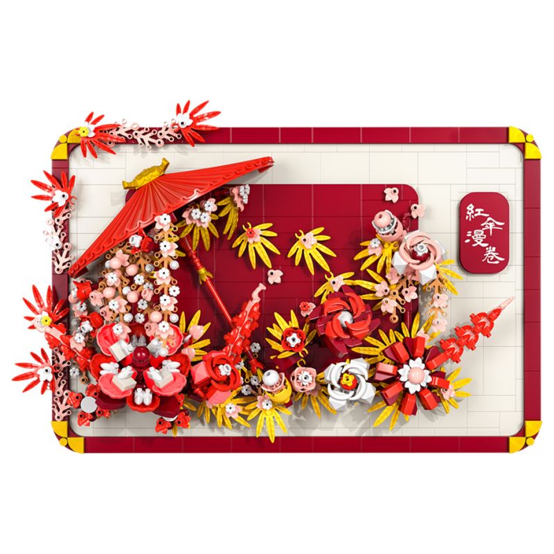 MOYU BLOCK MY97148 97148 CUỘN BA CHIỀU KIỂU TRUNG QUỐC Ô MÀU ĐỎ bộ đồ chơi xếp lắp ráp ghép mô hình Arts & Crafts 1410 khối