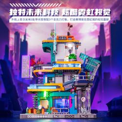 LUMIBRICKS FUNWHOLE F9042 9042 THÀNH PHỐ CYBERPUNK NEON TÒA NHÀ CHUNG CƯ OASIS bộ đồ chơi xếp lắp ráp ghép mô hình Creator Sáng Tạo 2507 khối