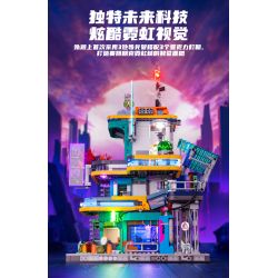 LUMIBRICKS FUNWHOLE F9042 9042 THÀNH PHỐ CYBERPUNK NEON TÒA NHÀ CHUNG CƯ OASIS bộ đồ chơi xếp lắp ráp ghép mô hình Creator Sáng Tạo 2507 khối