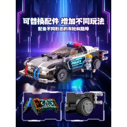 LUMIBRICKS FUNWHOLE F9043 9043 THÀNH PHỐ CYBERPUNK NEON XE TUẦN TRA CỦA CẢNH SÁT ỐC ĐẢO bộ đồ chơi xếp lắp ráp ghép mô hình Creator Sáng Tạo 372 khối