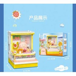 SEMBO 608082 CẢNH ĐƯỜNG PHỐ LỢN ĐÓNG HỘP LULU CỬA HÀNG BÁNH DÂU bộ đồ chơi xếp lắp ráp ghép mô hình Military Army STRAWBERRIES CAKE Quân Sự Bộ Đội 269 khối