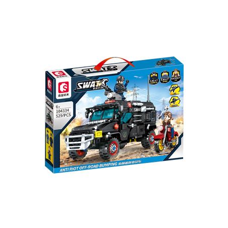 SEMBO 104334 CHIẾN DỊCH BLACK HAWK GIÁM SÁT PHƯƠNG TIỆN ĐỊA HÌNH KIỂM SOÁT BẠO LOẠN bộ đồ chơi xếp lắp ráp ghép mô hình SWAT 529 khối