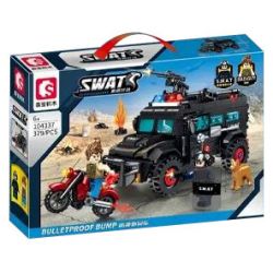 SEMBO 104337 CHIẾN DỊCH BLACK HAWK BẤT NGỜ VỀ XE CHỐNG ĐẠN bộ đồ chơi xếp lắp ráp ghép mô hình SWAT BULLETPROOF BUMP 379 khối