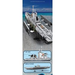 REOBRIX 33050 THUYỀN CHỮ bộ đồ chơi xếp lắp ráp ghép mô hình Military Army UNDERSEA BOAT NEXT-GENERATION STRATEGIC U-TYPE SUBMARINE Quân Sự Bộ Đội 3987 khối