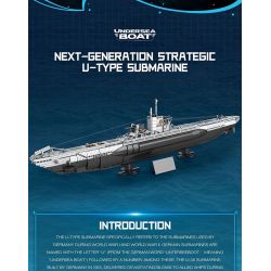 REOBRIX 33050 THUYỀN CHỮ bộ đồ chơi xếp lắp ráp ghép mô hình Military Army UNDERSEA BOAT NEXT-GENERATION STRATEGIC U-TYPE SUBMARINE Quân Sự Bộ Đội 3987 khối