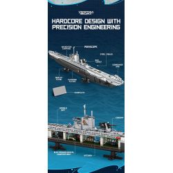 REOBRIX 33050 THUYỀN CHỮ bộ đồ chơi xếp lắp ráp ghép mô hình Military Army UNDERSEA BOAT NEXT-GENERATION STRATEGIC U-TYPE SUBMARINE Quân Sự Bộ Đội 3987 khối