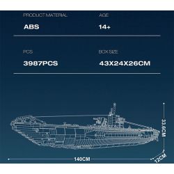 REOBRIX 33050 THUYỀN CHỮ bộ đồ chơi xếp lắp ráp ghép mô hình Military Army UNDERSEA BOAT NEXT-GENERATION STRATEGIC U-TYPE SUBMARINE Quân Sự Bộ Đội 3987 khối