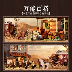 LUMIBRICKS FUNWHOLE F9052 9052 XE NGỰA HƯỚNG TÂY bộ đồ chơi xếp lắp ráp ghép mô hình Western WESTERN STAGECOACH Trung Cổ 293 khối