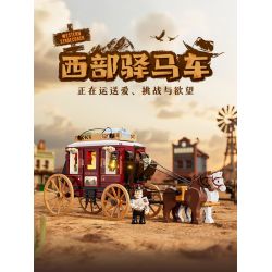 LUMIBRICKS FUNWHOLE F9052 9052 XE NGỰA HƯỚNG TÂY bộ đồ chơi xếp lắp ráp ghép mô hình Western WESTERN STAGECOACH Trung Cổ 293 khối