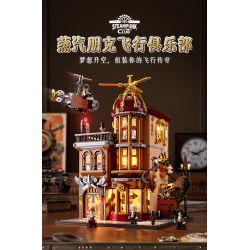 LUMIBRICKS FUNWHOLE F9050 9050 THẾ GIỚI STEAMPUNK CÂU LẠC BỘ BAY bộ đồ chơi xếp lắp ráp ghép mô hình STEAMPUNK FLYING CLUB 1858 khối