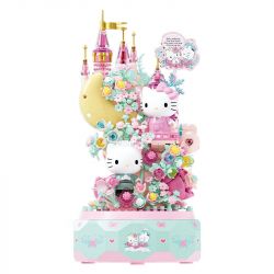GEKKOSHA 803301 HỘP NHẠC TÌNH YÊU ÁNH TRĂNG CỦA GIA ĐÌNH SANRIO VƯỜN HỒNG KHIÊU VŨ HELLO KITTY bộ đồ chơi xếp lắp ráp ghép mô hình SANRIO CHARACTERS