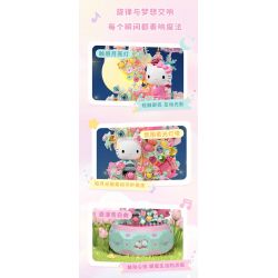 GEKKOSHA 803301 HỘP NHẠC TÌNH YÊU ÁNH TRĂNG CỦA GIA ĐÌNH SANRIO VƯỜN HỒNG KHIÊU VŨ HELLO KITTY bộ đồ chơi xếp lắp ráp ghép mô hình SANRIO CHARACTERS