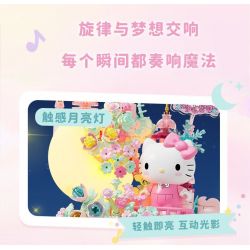 GEKKOSHA 803301 HỘP NHẠC TÌNH YÊU ÁNH TRĂNG CỦA GIA ĐÌNH SANRIO VƯỜN HỒNG KHIÊU VŨ HELLO KITTY bộ đồ chơi xếp lắp ráp ghép mô hình SANRIO CHARACTERS