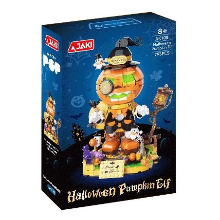 JAKI AK108 NHỮNG SÁNG TẠO HỢP THỜI TRANG YÊU TINH BÍ NGÔ HALLOWEEN bộ đồ chơi xếp lắp ráp ghép mô hình Creator HALLOWEEN PUMPKIN ELF 795 khối