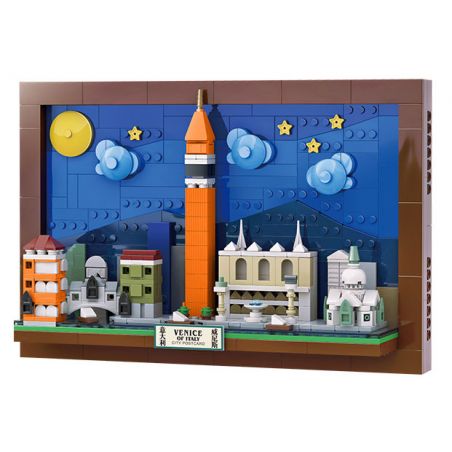 WANGE LIGAO DR.LUCK 4928 BƯU THIẾP THÀNH PHỐ VENICE bộ đồ chơi xếp lắp ráp ghép mô hình Architecture CITY POSTCARD Công Trình Kiến Trúc 580 khối