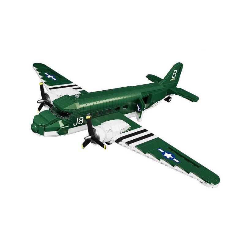 CAYI 6854 MÁY BAY VẬN TẢI DOUGLAS C-47 tỷ lệ 1:48 bộ đồ chơi xếp lắp ráp ghép mô hình Military Army C-47 TRANSPORT AIRCRAFT Quân Sự Bộ Đội 866 khối