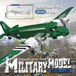 CAYI 6854 MÁY BAY VẬN TẢI DOUGLAS C-47 tỷ lệ 1:48 bộ đồ chơi xếp lắp ráp ghép mô hình Military Army C-47 TRANSPORT AIRCRAFT Quân Sự Bộ Đội 866 khối