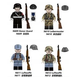 GUANGDONG RUIZHIDA N609 N610 N611 N612 NHÂN VẬT NHỎ CỦA QUÂN ĐỘI ĐỨC TRONG THẾ CHIẾN THỨ HAI 4 LOẠI bộ đồ chơi xếp lắp ráp ghép mô hình Military Army Quân Sự Bộ Đội