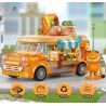 FEMIBOX S44052 44052 GIA ĐÌNH GARFIELD XE TẢI THỰC PHẨM DI ĐỘNG CỦA bộ đồ chơi xếp lắp ráp ghép mô hình Movie & Game GARFIELD FAMILY Phim Và Trò Chơi 450 khối