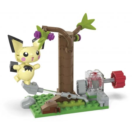 MEGA BLOKS HPB59 POKÉMON PIKACHU bộ đồ chơi xếp lắp ráp ghép mô hình Movie & Game POKÉMON PICHU'S FOREST FORAGE Phim Và Trò Chơi 84 khối