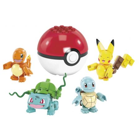 MEGA BLOKS GCN21 POKÉMON PIKACHU BULBASAUR SQUIRTLE CHARMANDER bộ đồ chơi xếp lắp ráp ghép mô hình Movie & Game POKÉMON KANTO REGION FIRST PARTNERS Phim Và Trò Chơi 90 khối