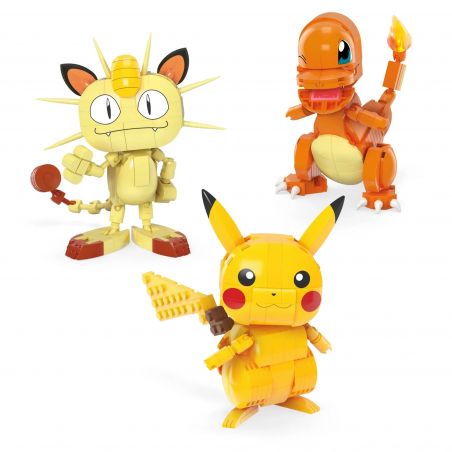 MEGA BLOKS HPF94 POKÉMON ĐỘI BA NGƯỜI VÙNG KANTO PIKACHU CHARMANDER MEOWTH bộ đồ chơi xếp lắp ráp ghép mô hình Movie & Game POKÉMON BUILD & SHOW KANTO REGION TRIO Phim Và Trò Chơi 529 khối