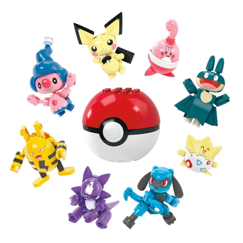 MEGA BLOKS HKT24 POKÉMON BÓNG 8 LOẠI bộ đồ chơi xếp lắp ráp ghép mô hình Movie & Game POKÉMON TRAINER 8 PACK Phim Và Trò Chơi 189 khối