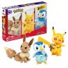 MEGA BLOKS HWX16 HNT94 POKÉMON PIKACHU EEVEE POGAMAN bộ đồ chơi xếp lắp ráp ghép mô hình Movie & Game BUILD & SHOW POKÉMON TRIO Phim Và Trò Chơi 583 khối
