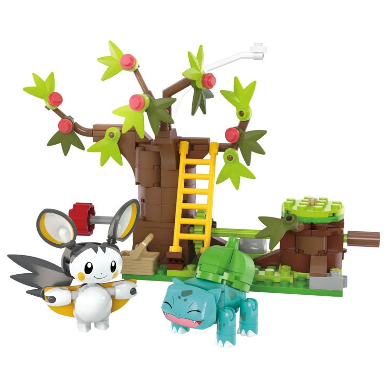 MEGA BLOKS HTH69 POKÉMON ELECTABUZZ VÀ BULBASAUR bộ đồ chơi xếp lắp ráp ghép mô hình Movie & Game POKÉMON EMOLGA AND BULBASAUR'S CHARMING WOODS Phim Và Trò Chơi 194 khối
