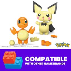 MEGA BLOKS HXP13 POKÉMON CHARMANDER VÀ PICHU bộ đồ chơi xếp lắp ráp ghép mô hình Movie & Game POKÉMON CHARMANDER & PICHU Phim Và Trò Chơi 40 khối