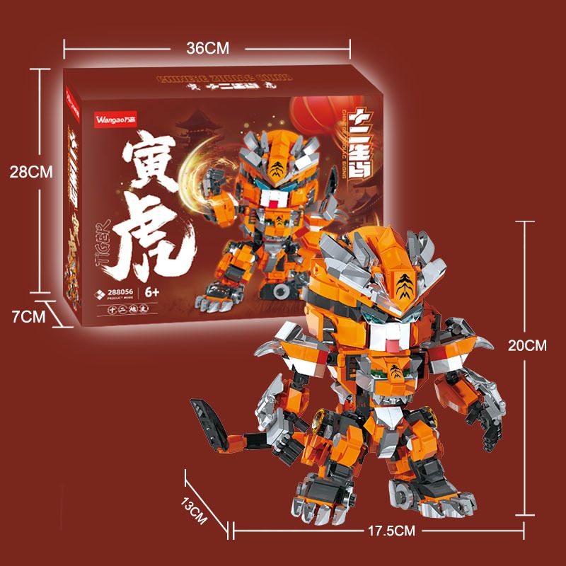 WANGAO 288056 MƯỜI HAI CUNG HOÀNG ĐẠO ÂM HỔ bộ đồ chơi xếp lắp ráp ghép mô hình