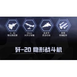 KEEPPLEY 22020 MÁY BAY CHIẾN ĐẤU PHIÊN BẢN NGỤY TRANG J-20 tỷ lệ 1:42 bộ đồ chơi xếp lắp ráp ghép mô hình Military Army Quân Sự Bộ Đội 1096 khối