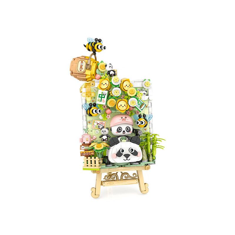 LOZ 1302 TRANH 3D MẬT ONG GẤU TRÚC bộ đồ chơi xếp lắp ráp ghép mô hình 751 khối