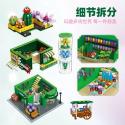 JIESTAR 89108 CHẾ ĐỘ XEM PHỐ SÁNG TẠO CỬA HÀNG THỰC VẬT MỌNG NƯỚC bộ đồ chơi xếp lắp ráp ghép mô hình POTTED PLANT SHOP 2647 khối
