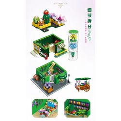 JIESTAR 89108 CHẾ ĐỘ XEM PHỐ SÁNG TẠO CỬA HÀNG THỰC VẬT MỌNG NƯỚC bộ đồ chơi xếp lắp ráp ghép mô hình POTTED PLANT SHOP 2647 khối