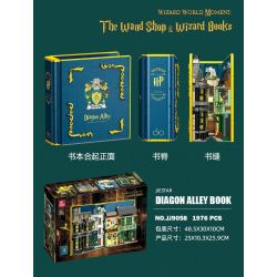 JIESTAR JJ9058 9058 CUỐN SÁCH HẺM CHÉO KỲ DIỆU bộ đồ chơi xếp lắp ráp ghép mô hình Harry Potter WIZARD WORLD MONMENT THE WAND SHOP & BOOKS Chú Bé Phù Thủy 1976 khối