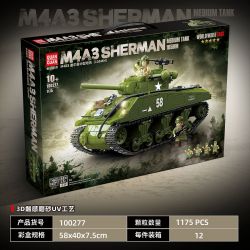 QuanGuan 100277 Quan Guan 100277 XE TĂNG HẠNG TRUNG M4A3 SHERMAN (105MM) bộ đồ chơi xếp lắp ráp ghép mô hình Military Army M4A3 SHERMAN MEDIUM TANK 105MM Quân Sự Bộ Đội 1175 khối