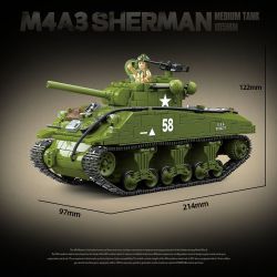 QuanGuan 100277 Quan Guan 100277 XE TĂNG HẠNG TRUNG M4A3 SHERMAN (105MM) bộ đồ chơi xếp lắp ráp ghép mô hình Military Army M4A3 SHERMAN MEDIUM TANK 105MM Quân Sự Bộ Đội 1175 khối