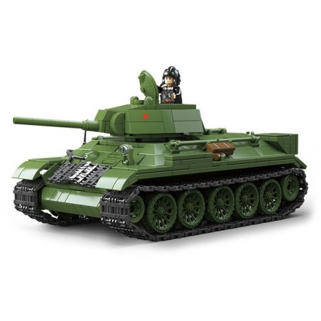 QuanGuan 100276 Quan Guan 100276 XE TĂNG HẠNG TRUNG T34/76 (MODEL 1941) bộ đồ chơi xếp lắp ráp ghép mô hình Military Army Quân Sự Bộ Đội 943 khối