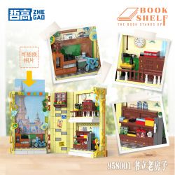 ZHEGAO 958001 NHÀ CŨ bộ đồ chơi xếp lắp ráp ghép mô hình BOOK SHELF THE OLD HOUSE 882 khối
