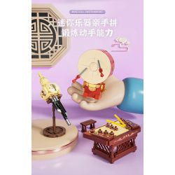 FORANGE FC8134 8134 NHẠC CỤ MINI 2.0 6 DÂN TỘC TRUYỀN THỐNG MANG PHONG CÁCH CỔ XƯA ĐÀN TỲ BÀ NHỊ TRỐNG ĐỎ TRANH SÁO BẦU BÍ bộ đồ chơi xếp lắp ráp ghép mô hình Creator Sáng Tạo 693 khối