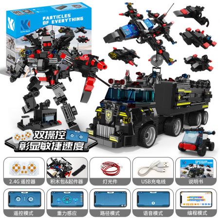 KAIYU KEEYEE WORLD K96111 96111 LẬP TRÌNH XE SWAT CÓ THỂ THAY ĐỔI bộ đồ chơi xếp lắp ráp ghép mô hình 800 khối