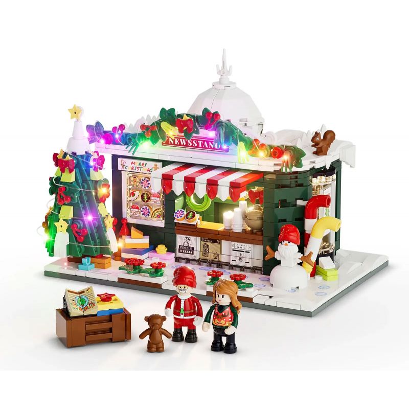 LUMIBRICKS FUNWHOLE F9055 9055 QUẦY BÁO GIÁNG SINH bộ đồ chơi xếp lắp ráp ghép mô hình Creator CHRISTMAS NEWSSTAND Sáng Tạo 718 khối