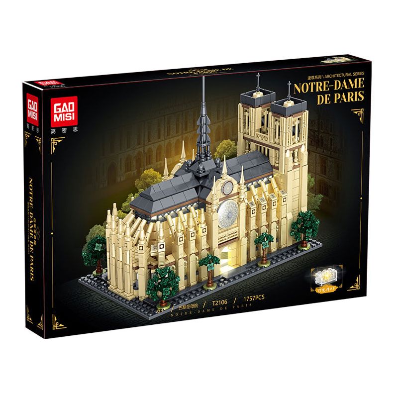 GAOMISI T2106 2106 NHÀ THỜ ĐỨC BÀ PARIS bộ đồ chơi xếp lắp ráp ghép mô hình Creator NOTRE DAME DE PARIS Sáng Tạo 1757 khối