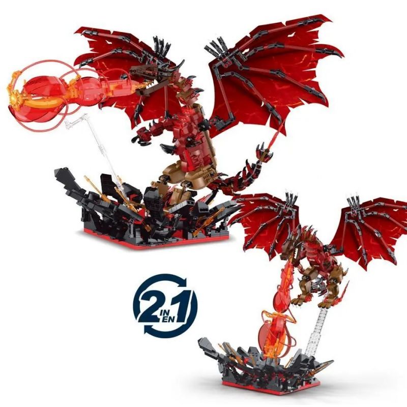 MorkModel 033022 Mork Model 033022 RỒNG LỬA bộ đồ chơi xếp lắp ráp ghép mô hình FIRE DRAGON 1737 khối