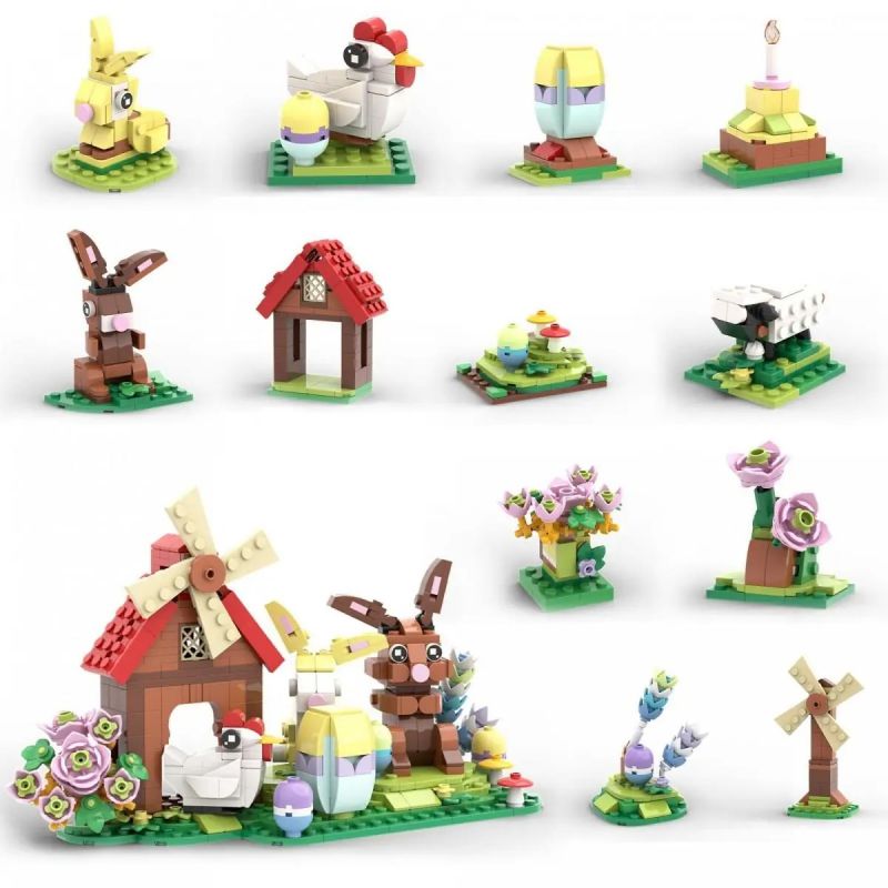 MorkModel 031012 Mork Model 031012 TRANG VIÊN THỎ PHỤC SINH bộ đồ chơi xếp lắp ráp ghép mô hình Creator EASTER BUNNY MANOR Sáng Tạo 665 khối