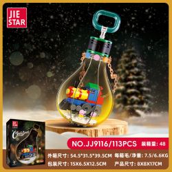 JIESTAR JJ9116 9116 BÓNG ĐÈN GIÁNG SINH CHUYẾN TÀU bộ đồ chơi xếp lắp ráp ghép mô hình Creator CHRISTMAS LIGHT CHRISTMAS TRAIN Sáng Tạo 113 khối